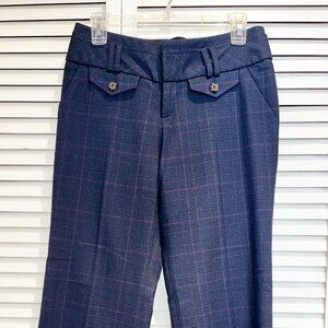 Cartonnier Navy Plaid Straight Leg Pants